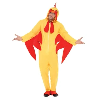 Imagen de Smiffys Disfraz de pollo, Amarillo, con traje entero capucha