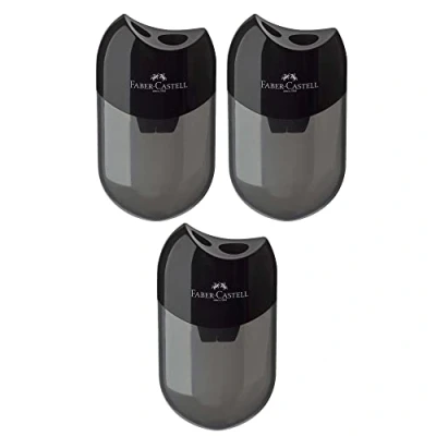 Imagen de Faber Castell 183500 Sacapuntas doble, color de la carcasa: negro/transparente (3 sacapuntas)