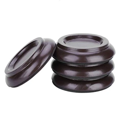 Imagen de Rueda de Piano Vertical 4 Piezas Antideslizante y Antirruido Almohadillas Pie Redondas Madera Haya Juego Tazas para Protectores Suelo Dura(marrón)