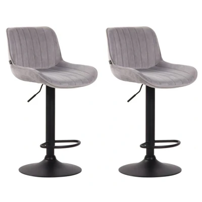Imagen de CLP Set De 2 Taburetes Bar Lentini En Terciopelo I Sillas Giratorias Cocina Acolchadas con Reposapiés, Color:Gris, Color del Marco:Negro