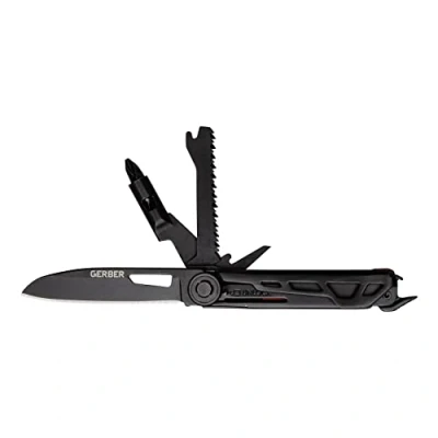 Imagen de Gerber Navaja con 8 funciones, multiherramienta hoja lisa, destornillador puntas intercambiables, ArmBar Trade, Negro/Naranja, acero inoxidable/aluminio, 1064408
