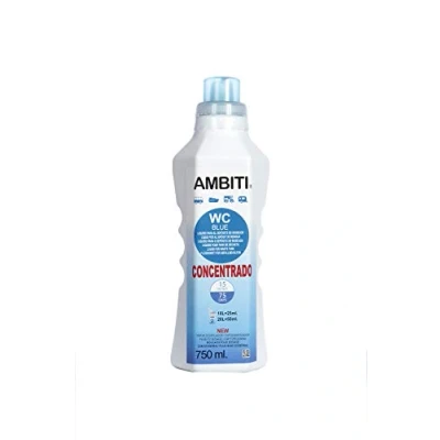 Imagen de Ambiti Blue Aditivo para Depósito Eliminación de Residuos WC Líquido Aguas Negras Inodoro Autocaravanas y Caravanas Sanitary Fluid Fragancia Concentrada Albahaca 750 ml