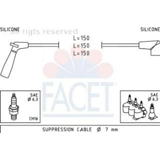 Imagen de FACET 4.7007 Juego de Cables Encendido Made in Italy OE Equivalent DAEWOO: Matiz I Hatchback, CHEVROLET: