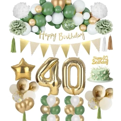 Imagen de Globos 40 cumpleaños Hombres,40 Años Decoracion Cumpleaños, Decoraciones Fiesta Oro Negro 40er con Pancarta Feliz para Hombres y Mujeres Dfiesta de cumpleaño Decoracione
