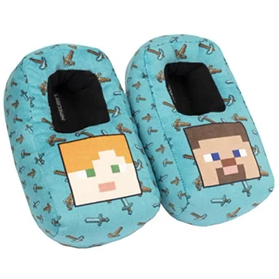 Imagen de MINECRAFT Pantuflas 3D Diseño de suela antideslizante Material suave y acolchado Zapatillas para niños Merchandising Oficial, Verde, 33 EU