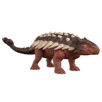 Imagen de Jurassic World Ankylosaurus Ruge y Golpea, dinosaurio de juguete con movimientos sonidos, regalo para niños +4 años (Mattel HDX36)