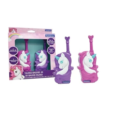 Imagen de Lexibook, Unicornio, Walkie talkies 3D Alcance de 500m, 2 Canales Comunicación, Clip para cinturón, Rosa/Violeta, TW18UNI