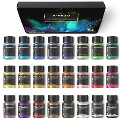 Imagen de Pigmento Para Resina Epoxi, Polvo Mica de Brillo Natural 24 Colores*10g, Nivel cosmético de, Utilizado en Resina, Tintes JabóN, Velas, DecoracióN UñAs