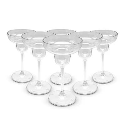Imagen de DOJA Barcelona Vasos Plastico Margarita Transparente Pack 6 Copas Duro Reutilizable Policarbonato Margaritas, Cocktail Reutilizables