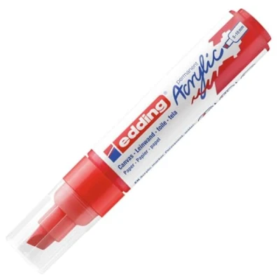 Imagen de edding 5000 marcador acrílico de trazo grueso rojo 1 rotulador resistente al agua punta biselada ancha 5 10 mm pintura acrílica para lienzo, papel kraft, madera y piedra