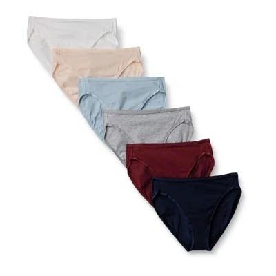Imagen de Amazon Essentials Ropa Interior de algodón con Pernera Alta (Disponible en Tallas Grandes) Mujer, Pack 6, Colores Fríos/Matices Cálidos, 46