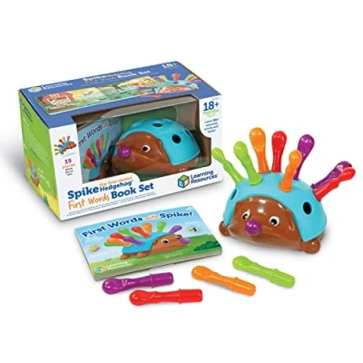 Imagen de Learning Resources Set con Libro para Aprender Tus primeras Palabras en inglés Spike, el Erizo Practicar Las Habilidades motrices Finas, Juguetes niños pequeños, 15 Piezas, 18+ Meses