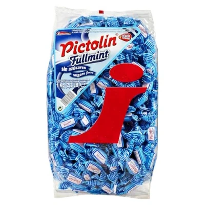 Imagen de Intervan Pictolin Caramelos duros sin azúcar de menta completa, dulces fuertes, 1 kg