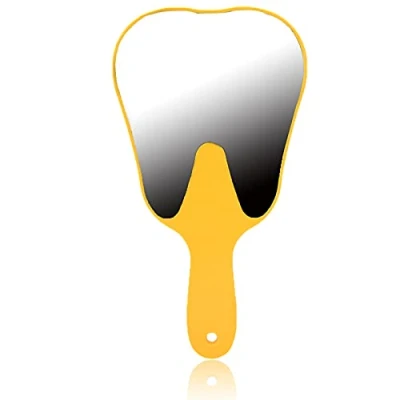Imagen de YUYTE Espejo de Mano, Espejos para Clínica Dentista, Mano con Mango Cuidado Dental, Moda Linda 4 Colores Plástico muela(Amarillo)