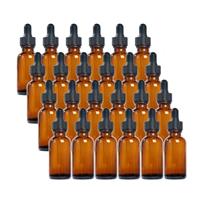 Imagen de Magic Season Botellas de Vidrio Redondas Boston (Ámbar/ 30 ml con Gotero/ 24 Unidades)