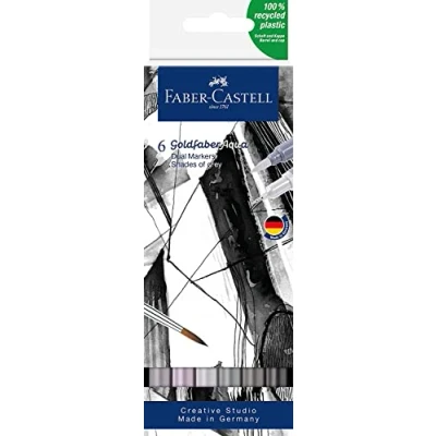 Imagen de Faber Castell 164522 Goldfaber Aqua Dual Markers. Pack 6 Sombras de Gris