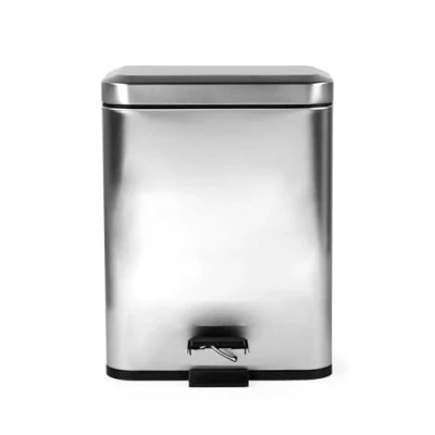 Imagen de Beldray cubo de basura doble compartimento: separación, rectangular, 5 litros, pedal, para oficina, baño, dormitorio, acero inoxidable, LA035235SSFEU7