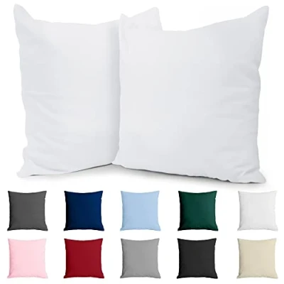 Imagen de Dreamzie Funda de Almohada 40x40 Algodón Reforzado (Pack 2) Blanco Tela Apretada 57 Hilos/cm² 40 x Certificación Oeko Tex