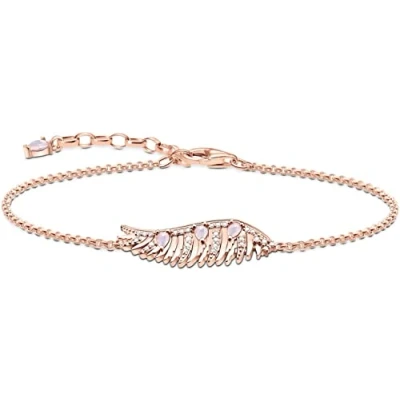 Imagen de THOMAS SABO A2070 323 9 L19V Pulsera para mujer con alas de fénix piedras rosas Oro rosa, Plata ley 925 chapado en rosa 750, longitud: 16 19 cm,