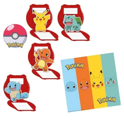 Imagen de amscan 9917116 Invitaciones y sobres para fiesta de cumpleaños Pokémon niños, paquete 8