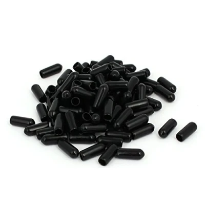 Imagen de sourcing map 4,5 mm de diámetro interior Tapa protectora rosca tornillo del extremo manguera goma negro 100pcs