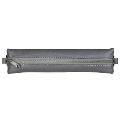 Imagen de Clairefontaine 77040C Collection Age Bag Estuche Plano con elástico de Piel Cordero (20 cm x 4,5 cm), Color Gris