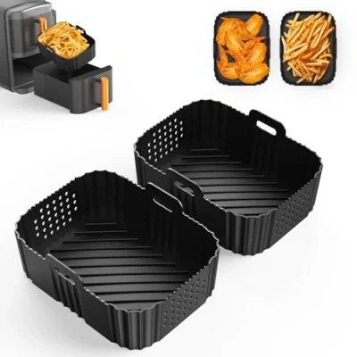 Imagen de Molde de Silicona para Freidora Aire Ninja Doble Pila XL SL400EU, Foodi Max AF500EU, AF400EU, AF451EU, AF300EU, Pack 2 Accesorios 7,6 a 10,4 L, Plato Cocina