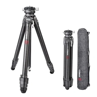 Imagen de trípode de cámara, COMAN Zero y Tripod Carbon Fibre con Cabeza esférica panorámica 360 vídeo Arca Swiss para Todas Las cámaras DSRL, Columna Central cargable hasta 18 kg