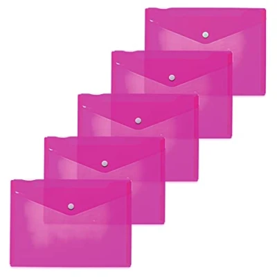Imagen de HERMA 20058 Lote de 5 sobres para documentos A5 (5 unidades), color rosa transparente