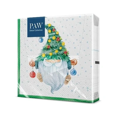 Imagen de PAW Servilletas de Papel 3 Capas (33 x 33 cm) 20 Unidades Navidad con motivos invernales y navideños Ideales para la mesa festiva Color: Fancy Gnome