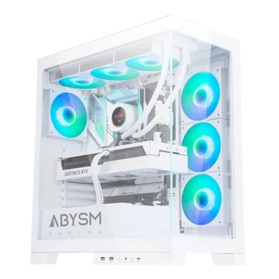 Imagen de Abysm Gaming Caja PC Gamer Danube SAVA H500 White ATX, con Espacio para Tarjetas Gráficas de hasta 430 mm, Lateral y Frontal Cristal Templado, USB C Ventiladores ARGB