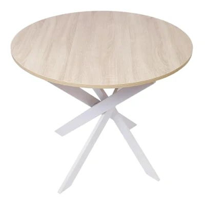 Imagen de Skraut Home Mesa Comedor Fija Redonda 90 x 77 cm Capacidad hasta 4 Personas Materiales Resistentes Modelo Zen (90cm, Roble + Patas Blancas)