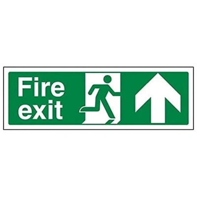 Imagen de vsafety 14001 ax s signo &quot;Fire Exit y flecha hacia arriba, vinilo autoadhesivo, paisaje, 300 mm x 100 mm), color verde