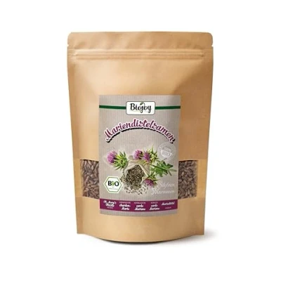Imagen de Biojoy Semillas de cardo mariano BÍO (500 g), secadas y enteras, ideales para Infusión (Silybum Marianum)