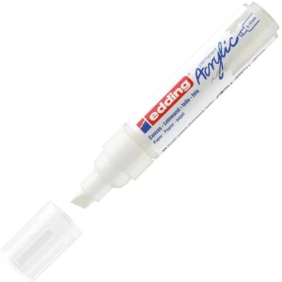Imagen de edding 5000 marcador acrílico de trazo grueso blanco 1 rotulador resistente al agua punta biselada ancha 5 10 mm pintura acrílica para lienzo, papel kraft, madera y piedra