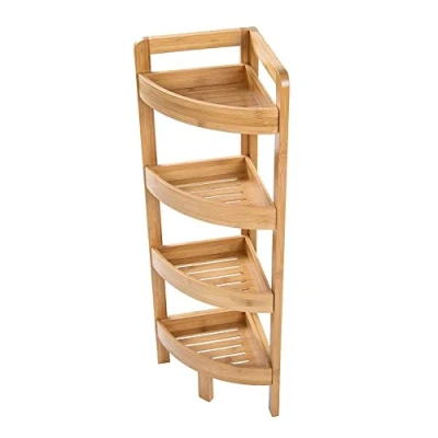 Imagen de AD.CON Estantería de baño bambú con 4 estantes, madera, para cuarto