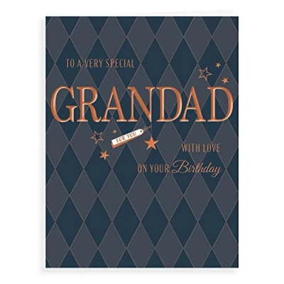 Imagen de Piccadilly Greetings Group Ltd Avant Garde Studios Tarjeta de cumpleaños clásica para abuelo, 20,32 x 15,24 cm, blanco, amarillo, azul y negro
