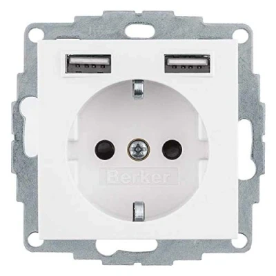 Imagen de Berker 48038989 Steckdose SCHUKO/USB, Enchufes Pared, S.1, polarweiß glänzend