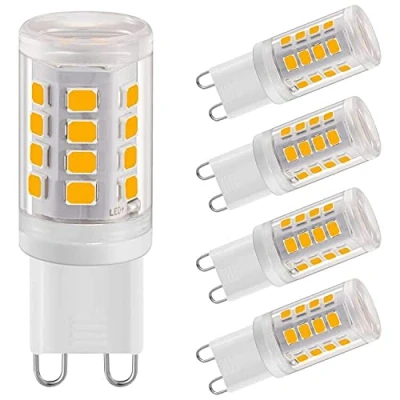 Imagen de bombillas LED G9 2W Blanco cálido 2700K, 280LM, equivalente a bombilla halógena de 28W, tipo maíz para iluminación del hogar, sin parpadeo, CA 220 240V, paquete 5