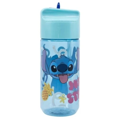Imagen de OM SUPPLIES Stitch Characters Botella reutilizable de Tritan para niños, 430 ml, vacaciones, regreso a clases, almuerzo, plástico sin BPA, incluye juego 12 lápices tamaño medio (puntadas)