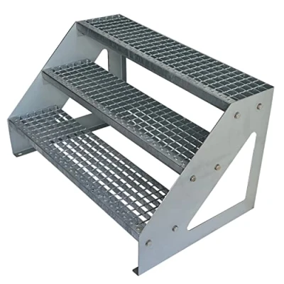 Imagen de Escaleras de zanca acero 3 Escalones Independiente Totalmente galvanizada Medidas (L x a A) 63cm 60cm 57cm Resistente la intemperie y corrosión