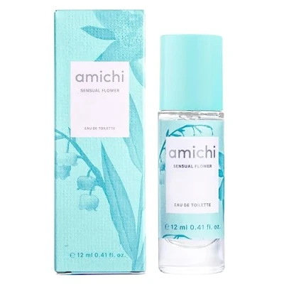 Imagen de AMICHI Sensual Flower, Colonia Mujer, 12 ml, Formato Viaje en Spray, Perfume Eau de Toilette Femenina, Agua Fresca, Aroma Floral Afrutado, Seductor y Embriagador, Fragancia Larga Duración