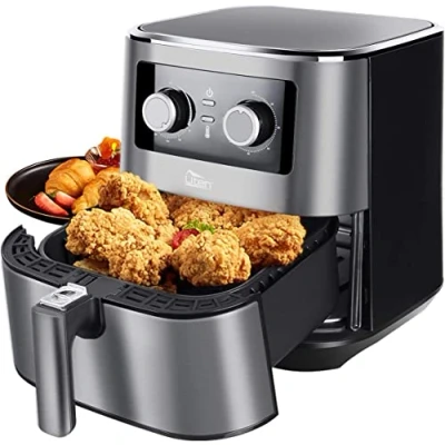 Imagen de Freidora sin Aceite 5.5L, Uten de Aire 1700W con Cesta Extraíble, Tiempo y Temperature Ajustable, Recetas PDF, BPA