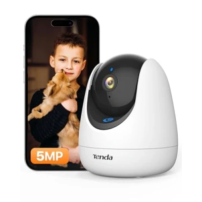 Imagen de Tenda CP7 V2.0 Cámara WiFi Vigilancia Interior 5MP, con Detección Humana, de Seguridad Audio Bidireccional, Alexa, Camara para Bebé/Mascota