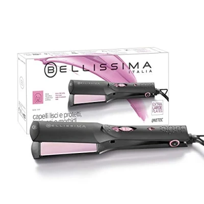 Imagen de Bellissima Imetec B26 100, Plancha de pelo largo o difícil regular, tamaño placas extra grande, revestimiento cerámico, efecto liso y brillante en una sola pasada