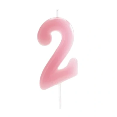 Imagen de dekora Velas Cumpleaños Numeros Comic Rosa Vela Numero 2