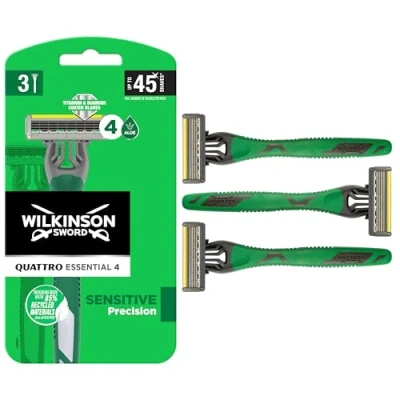 Imagen de WILKINSON SWORD 3 cuchillas de afeitar desechables Quattro essential