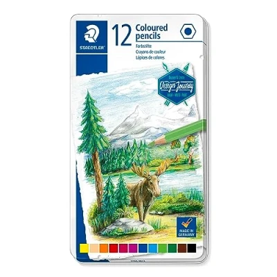 Imagen de STAEDTLER 146C M12; caja Metálica Con 12 Lápices De Colores Surtidos Y Mina Suave