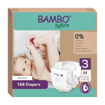 Imagen de Pañales Bambo Nature talla 3 4 a 8kg (Pack 6 x 28 Un)
