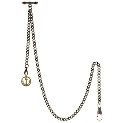 Imagen de TREEWETO Albert Reloj de bolsillo con cadena para hombre, 2 ganchos diseño ancla bronce antiguo, dije llavero en forma T